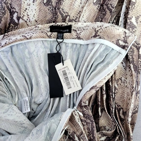 Lucy Paris Womens XS Python Accordion Pleated‎ Midi Skirt Red Color-block Trim - Picture 10 of 10